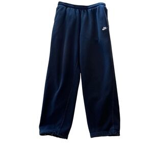 Nike Mens heavy Fleece Sweatpants Navy Blue Logo Straight Leg Joggers Large